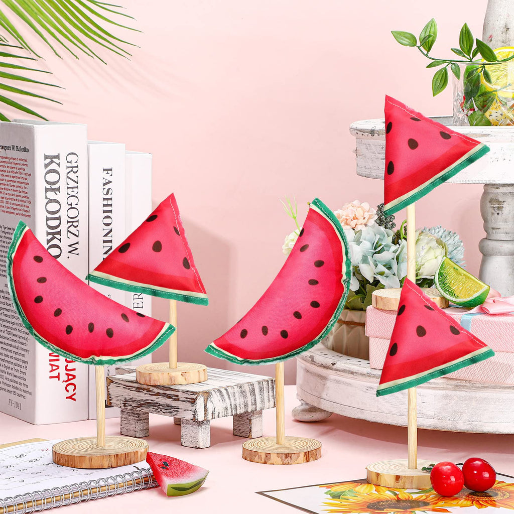 Bucherry 5 Pcs Watermelon Decor Summer Watermelon Tiered Tray Decor Watermelon Fabric Standing Table Centerpiece Watermelon Kitc