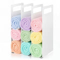 Leifide Set Of 2 Towel Organizer For Closet Shelf, Interlocking Metal Towel Storage Organizer For Bathroom, Storage Rack With Di