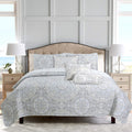 Cozy Line Home Fashions Medallion Floral Reversible Bedding Quilt Set, Lightweight Bedspread Coverlet For All Seasons (Grey Vene