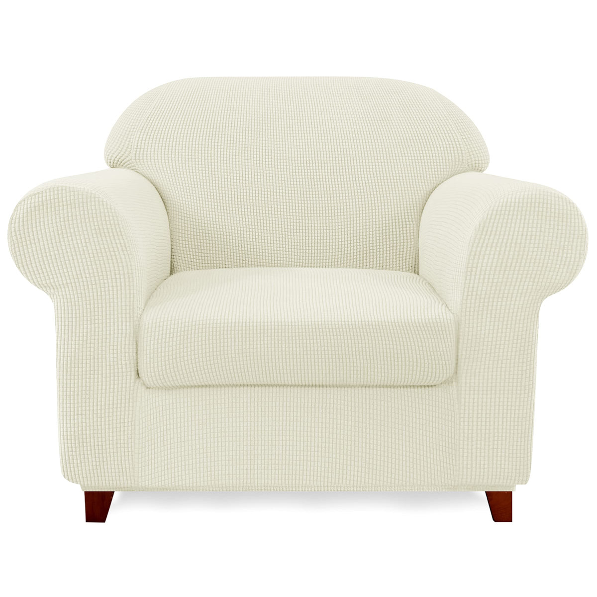 SUBRTEX Stretch Armchair Sofa Slipcover 2 Piece Sofa Cover 1 Seater Soft Couch Slipcover Washable Furniture Covers, Jacquard Fab