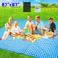 Zhuynxir Extra Large Picnic Blanket, 87X87 Inch Waterproof Picnic Blanket, Gingham Picnic Mat For Beach, Camping Grass Picnic Bl