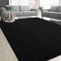 Zedrew Black Area Rugs Shag Carpets For Bedroom Living Room, 6X9 Feet Extra Large Thickened Memory-Foam Rug, Modern Washable Rug