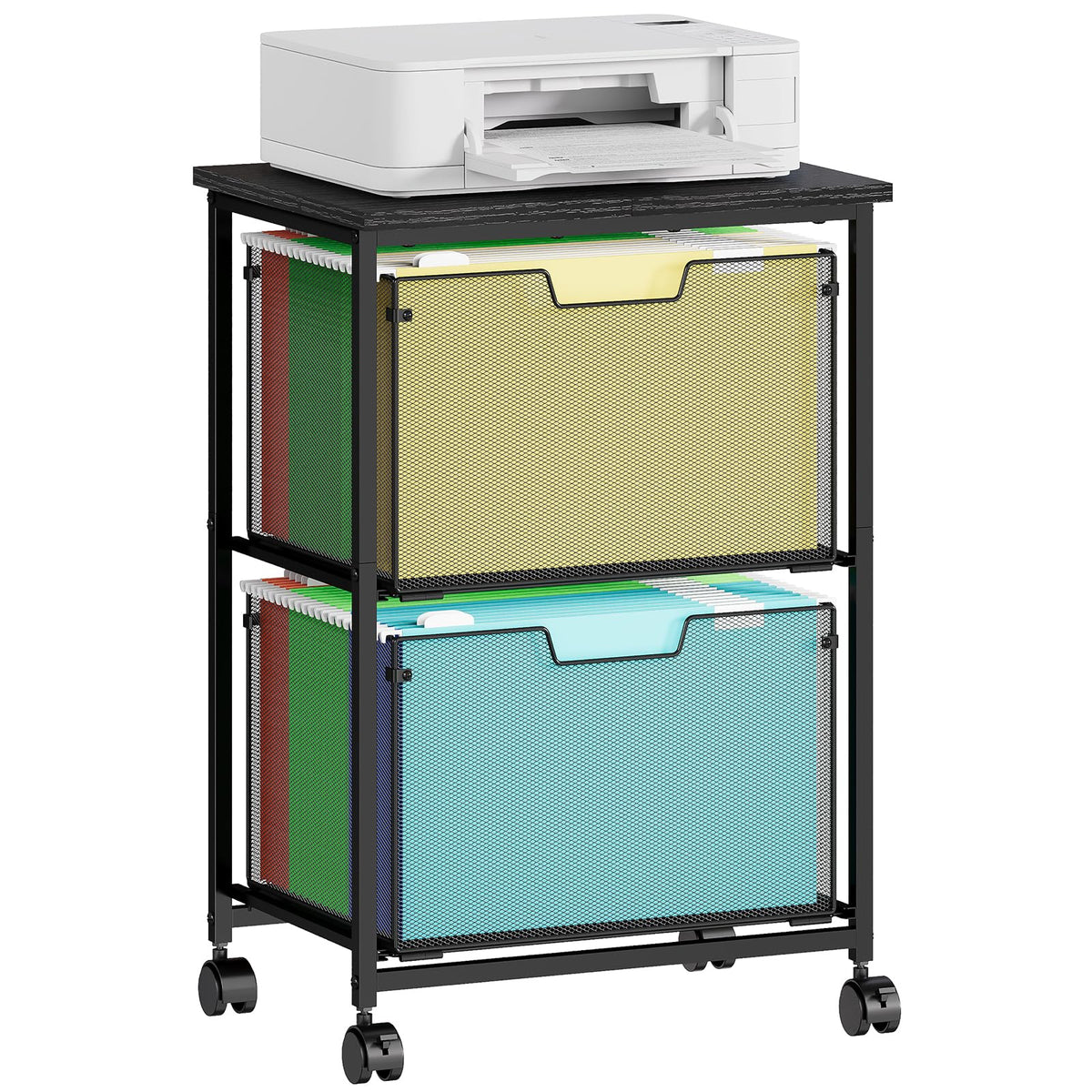 Sbanmao Letter/Legal Rolling File Cart with 2 Storage Drawers, Under Desk Storage, Vertical Filing Cabinet for Home Office, Hang
