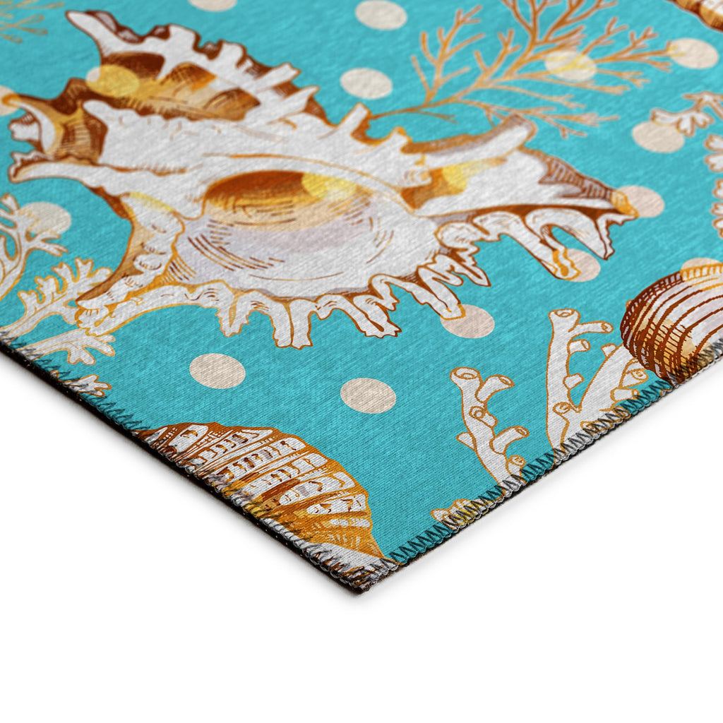 Dalyn Rugs Seabreeze Sz6 Teal 8' X 8' Indoor Outdoor Round Rug, Easy Clean, Machine Washable, Non Shedding, Bedroom, Living Room