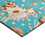 Dalyn Rugs Seabreeze Sz6 Teal 8' X 8' Indoor Outdoor Round Rug, Easy Clean, Machine Washable, Non Shedding, Bedroom, Living Room