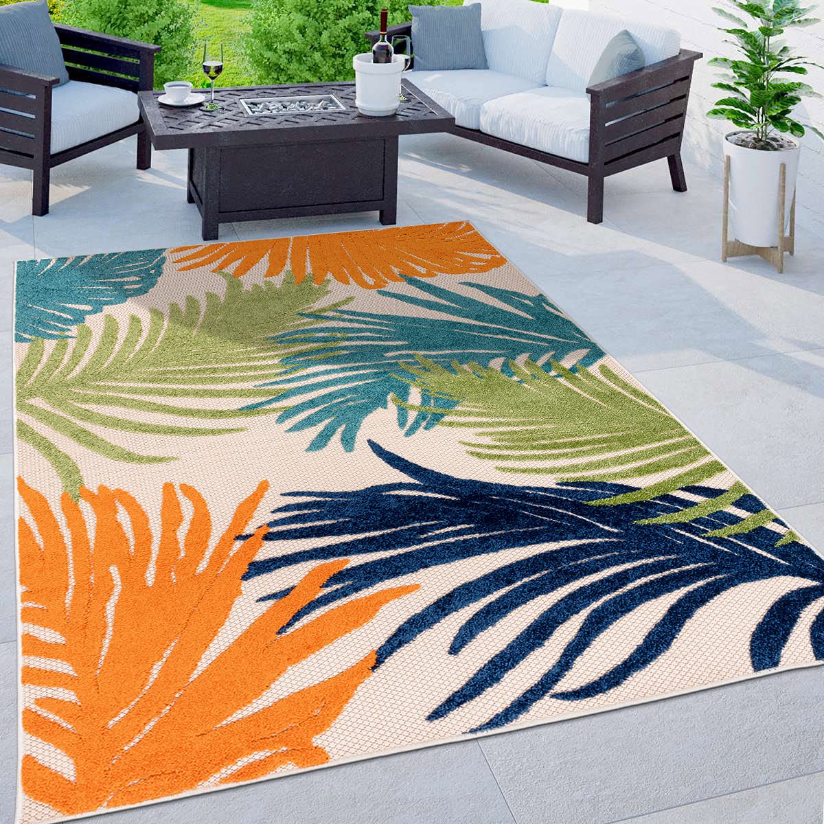 Rugshop Lucca Contemporary Floral Indoor/Outdoor Area Rug 5' X 7' Multi
