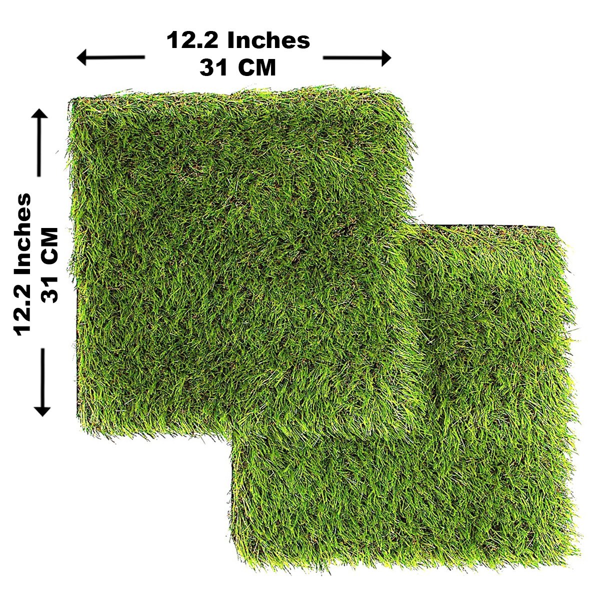 Lulind - Artificial Grass Square Tiles, 12.2 X 12.2 Inch (2 Pack)