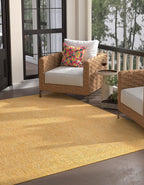 Unique Loom Collection Casual Transitional Solid Heathered Indoor/Outdoor Flatweave Area Rug (10' 8'' Square, Corn Harvest Yello