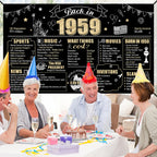 Eiurteao 65Th Birthday Decorations Back In 1959 Banner Backdrop For Women Men, Black Gold Happy 65 Birthday Sign Poster Party Su