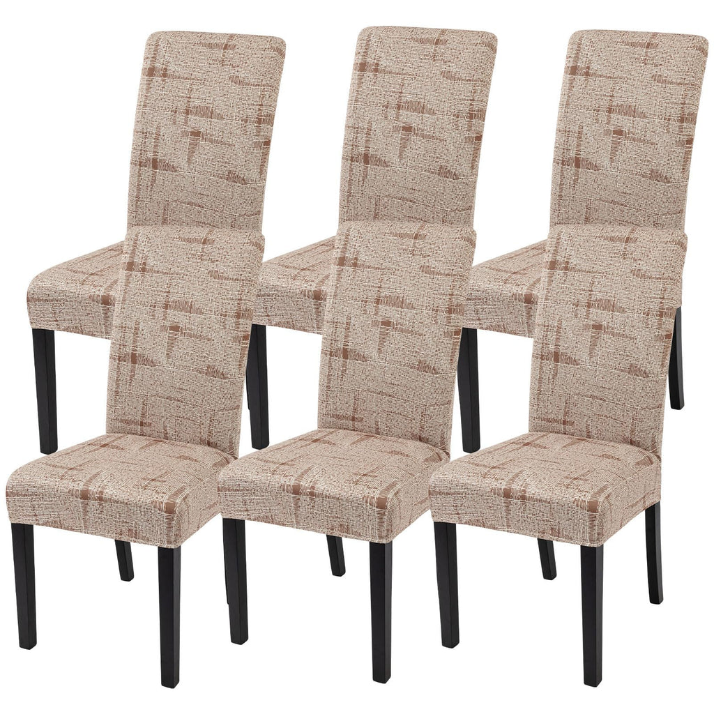 Searchi Printed Dining Room Chair Covers Set Of 6, Stretch Kitchen Chair Covers Washable Parsons Chair Slipcover Removable Dining Chair Protectors For Hotel,Ceremony (Brown Wireframe Texture)