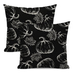 Fall Decor Pillow Covers 18x18 Set Of 2 Black Pumpkin Maple Leaf Throw Pillow Covers Outdoor Decoration Autumn Thanksgiving Pump