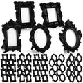 Maitys 50 Pcs Mini Picture Vintage Frames Tiny Antique Photo Baroque Ornate Resin Oval Frame Table Top Display Home Wedding Deco