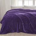 Newcosplay Super Soft King Blanket Purple Premium Silky Flannel Fleece 3D Ribbed Jacquard Lightweight Bed Blanket All Season Use