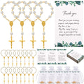 Quelay 50 Sets Funeral Favors for Guests, Celebration of Life Favors Mini Rosary Organza Bags Sympathy Thank You Cards for Memor