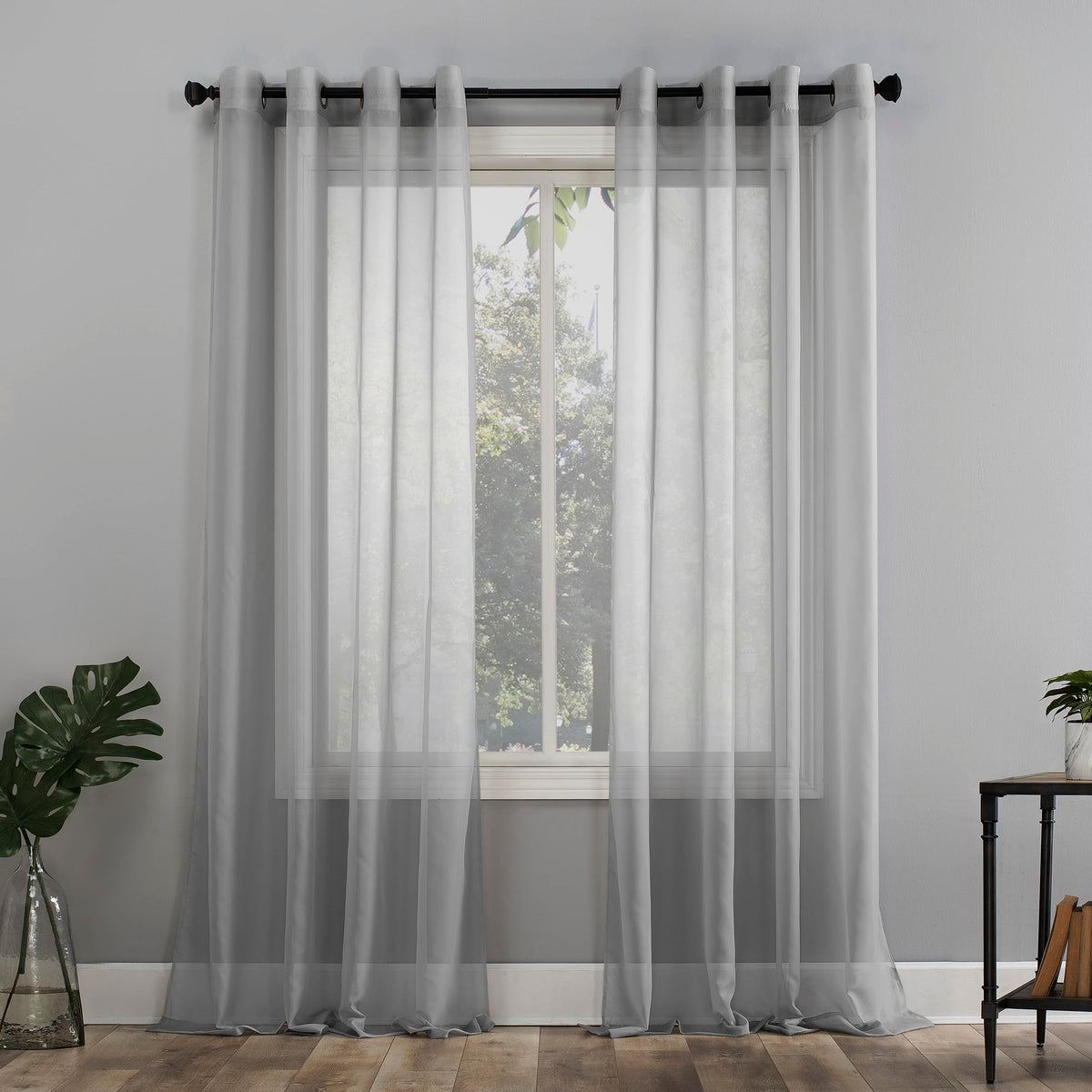 No. 918 Emily Voile Sheer Grommet Curtain Panel, 59 x 84, Silver Gray