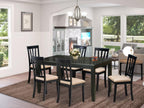 East West Furniture DUAN7-BLK-C 7 Piece Kitchen Table Set Consist of a Rectangle Dining Table and 6 Linen Fabric Upholstered Dining Chairs, 36x60 Inch, Black