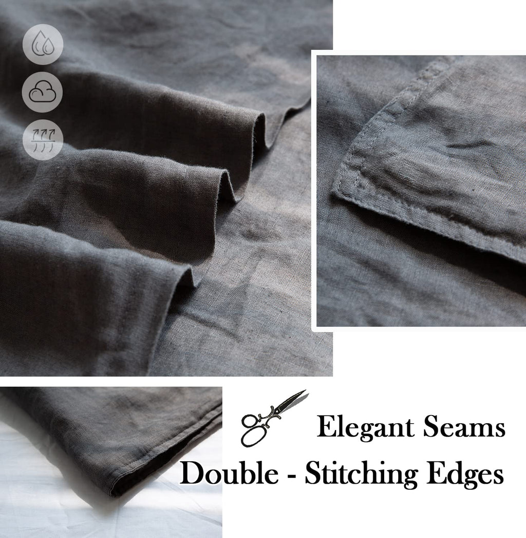 Simple&Opulence 100% Washed Linen Euro Shams Basic Style (26'' X 26'') - Pack Of 2 - Solid Color Pillow Shams Natural Flax Square Throw Pillow Covers - Dark Grey