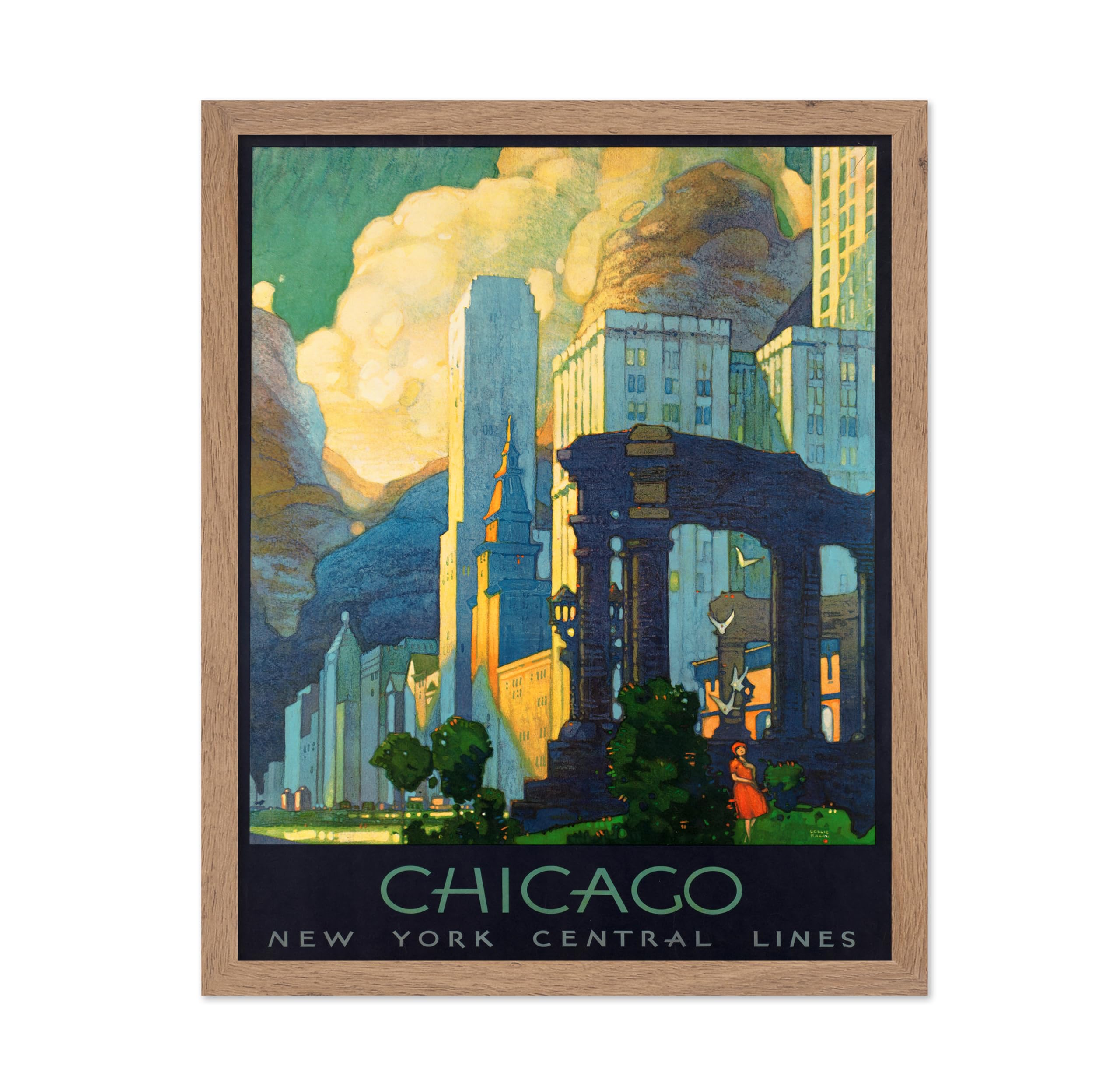 Poster Master Travel Poster - Vintage Chicago New York Central Lines Print - Unique Wall Decor for Home, Living Room, Kitchen, O