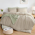 Mildly Muslin Duvet Cover Set 100% Cotton Double-Layer Linen Like Gauze Comforter Cover 3 Pieces Breathable & Lightweight For Al