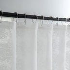 Tudeco White Lace Shower Curtain With Attach Valance, Shabby Chic Floral Shower Curtain Lace For Bathroom Vintage Sheer Scallope