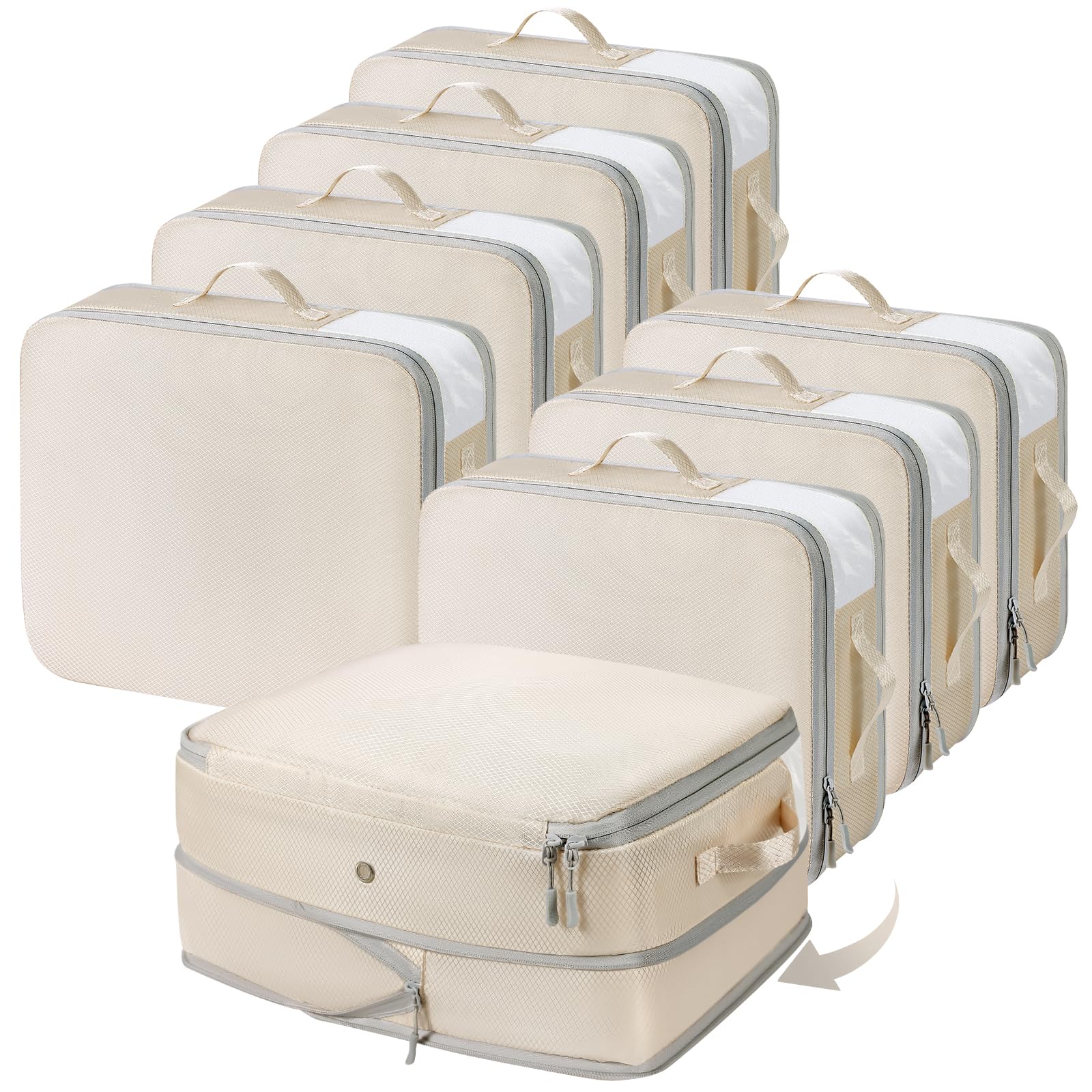 DIMJ Clothes Storage Bag 8 Pack, Compression Storage Bags for Sweater, Closet, Sheet Storage Organizer with Window Handle, Compr