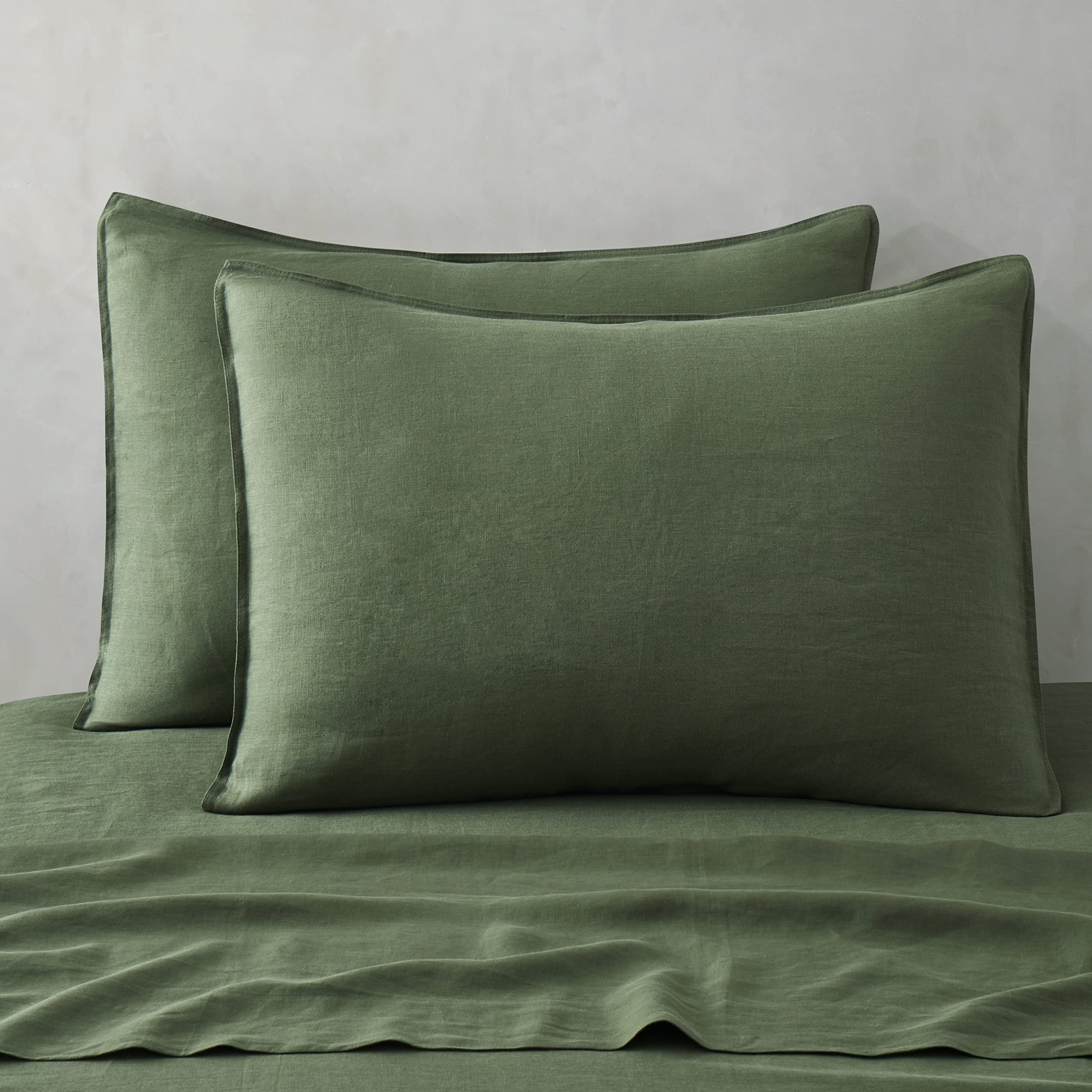 Atlinia Linen Pillow Cases King Sham - 20 X 36 Inch Bed Pillow Protector Cover Set Of 2 Bedding Cooling Neutral Pillowcase Shams