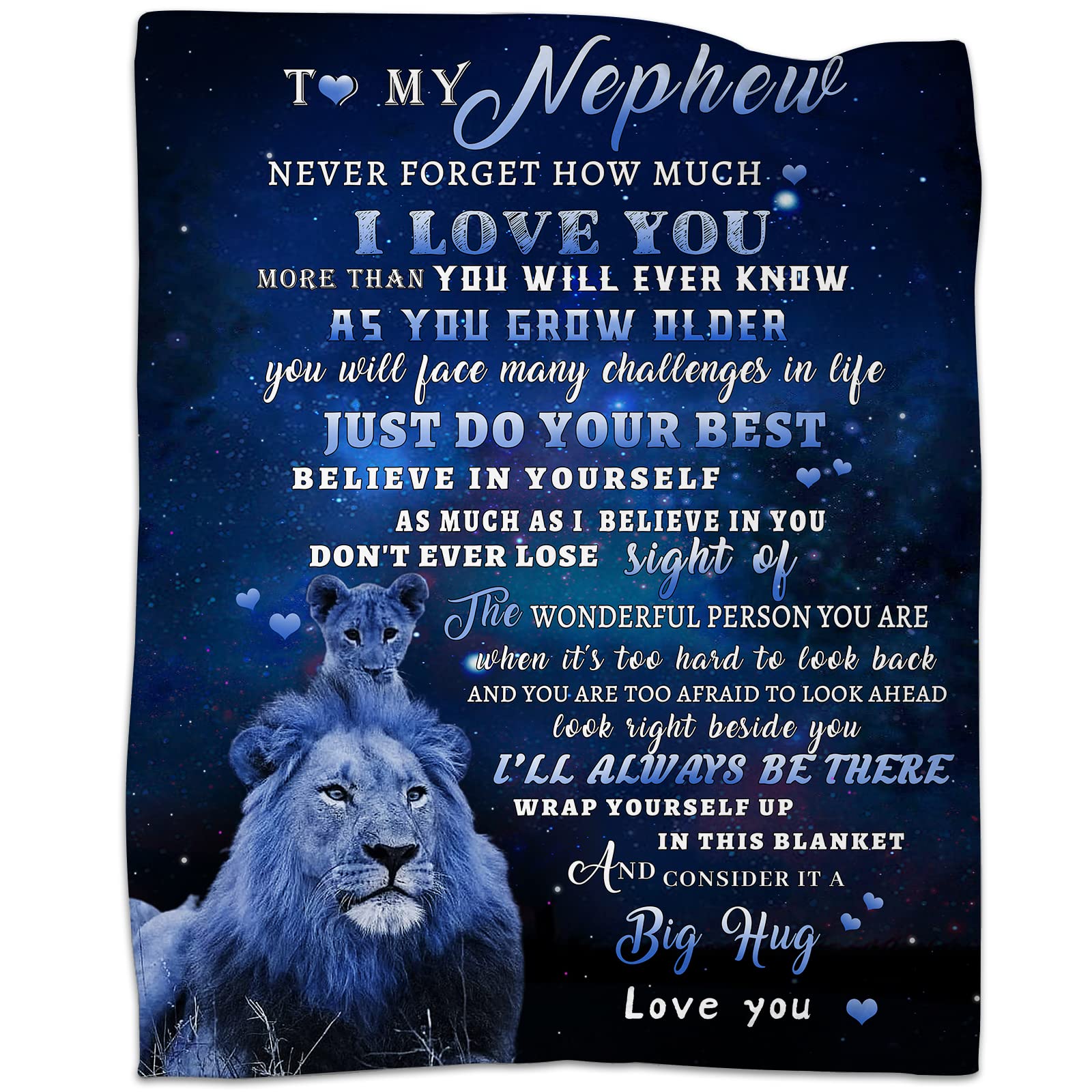 Tgruihm To My Nephew Blanket From Aunt Uncle, Lion Blanket For Nephew, Nephew Gifts From Uncle, Nephew Birthday Christmas Idea G