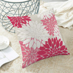 Cxmeifly Hot Pink White Summer Outdoor Pillow Covers 18X18 Inch Set Of 2 Blush Pink Dahlia Floral Decor Throw Pillows Modern Geo