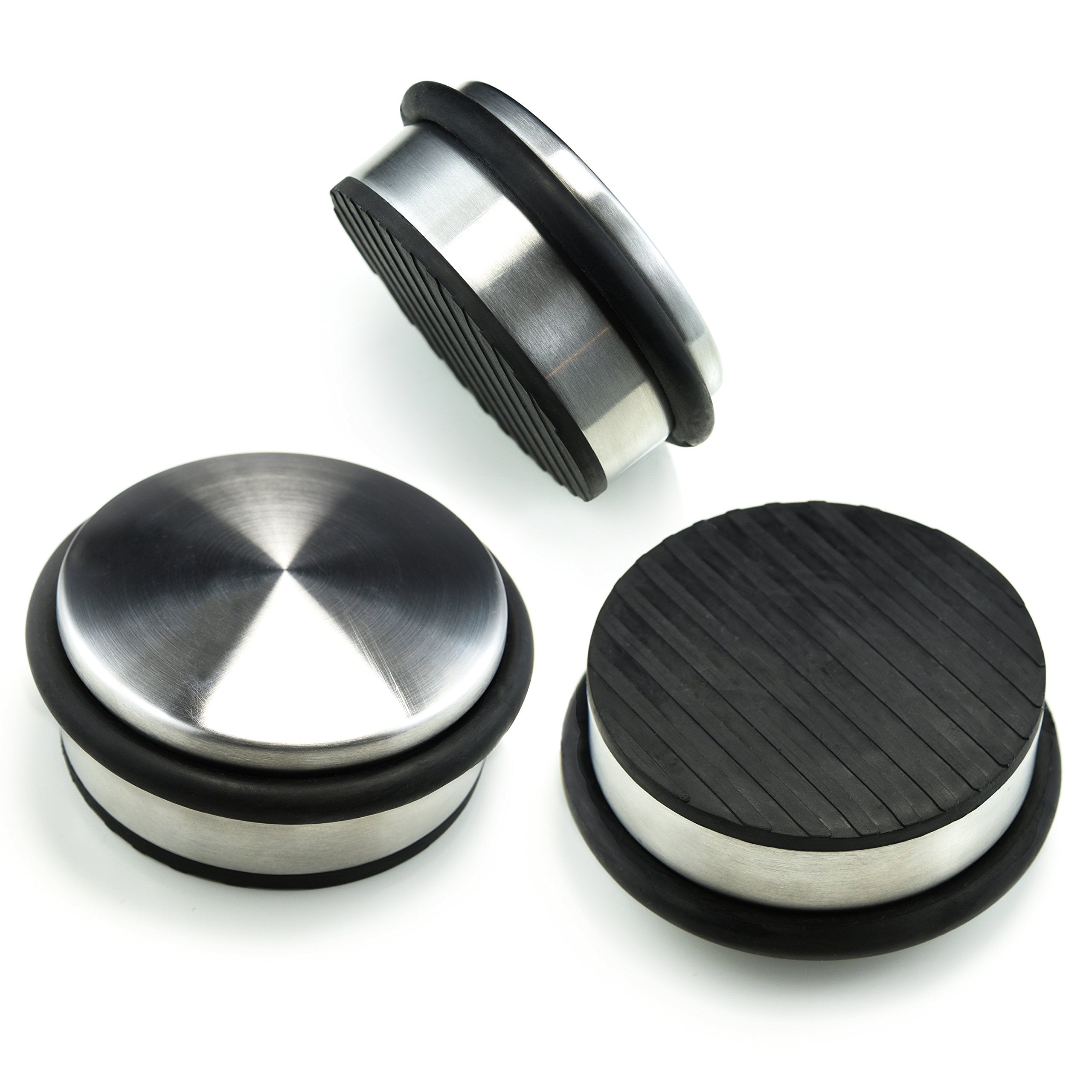 Stainless Steel Door Stopper (3 Pack) 4'X1.85'- Premium Sofihome Top Durability Door Stops With Silica Gel Treads - Stylish De