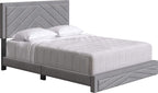 Boyd Sleep Barcelona Upholstered Platform Bed with Headboard and Durable Mattress Foundation with Strong 14 Wood Slat Supports, No BoxSpring Required: Queen, Gray
