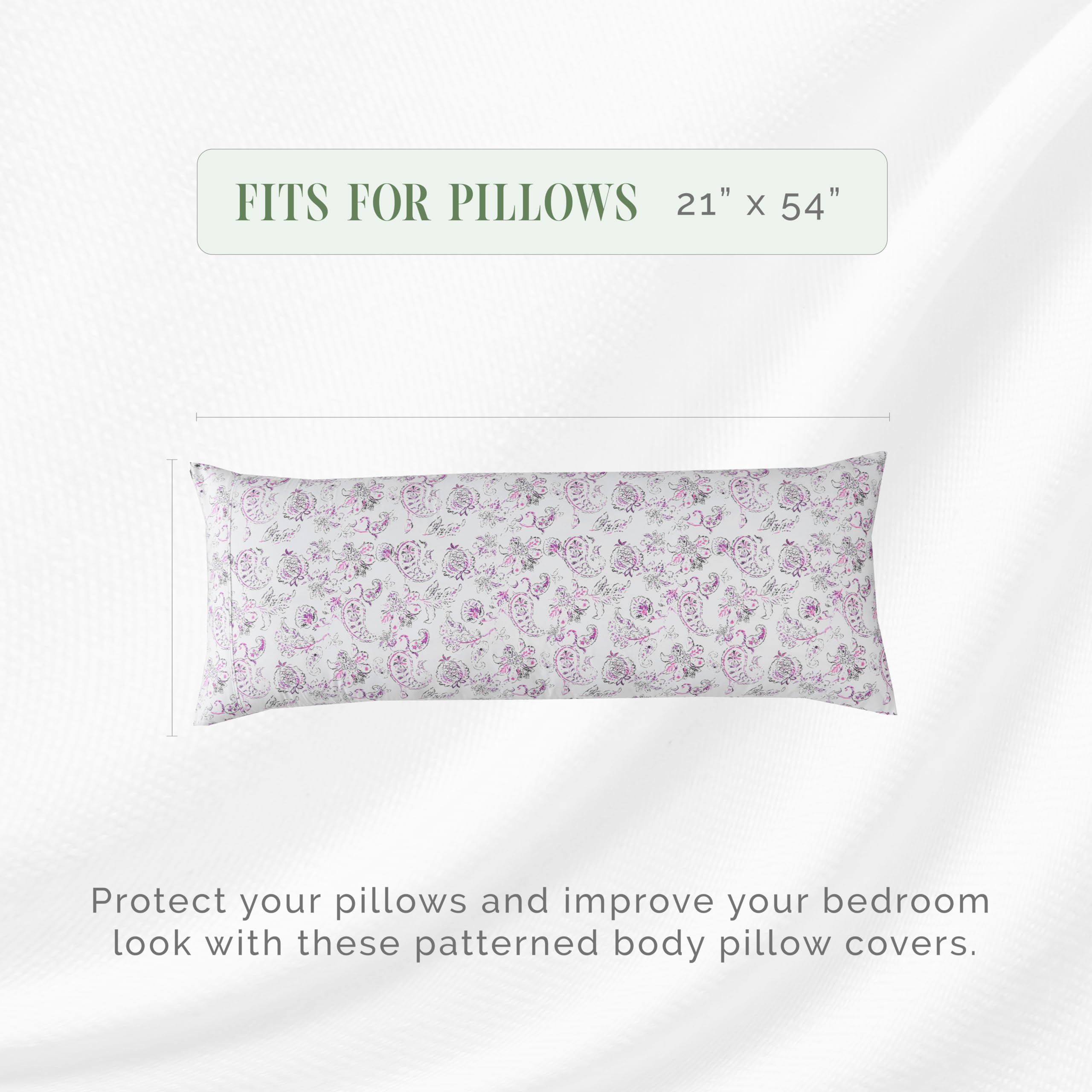 Elegant Comfort Ultra Soft 1-Piece Set Floral Print Pillowcases - 1500 Premium Hotel Quality Microfiber, Soft And Smooth Hidden Zipper Closure 1-Piece Pillow Covers - Body Pillowcase, Paisley Purple