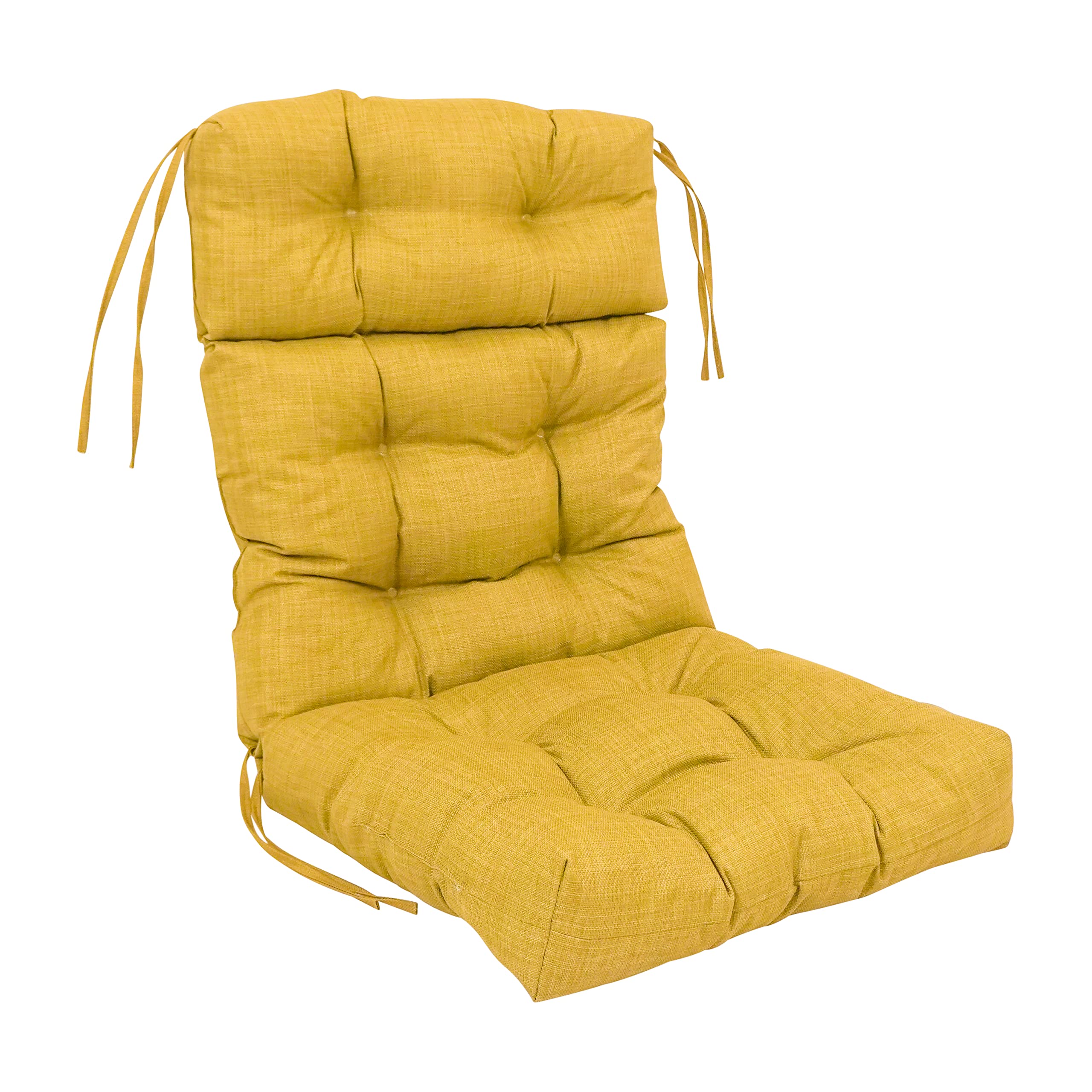 Blazing Needles Indoor/Outdoor Tufted Seat/Back Chair Cushion, 20 x 42, Lemon