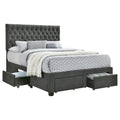 Coaster Home Furnishings Soledad Modern Classic Fabric Upholstered Eastern King Size Storage Panel Bed Frame Platform Bed 52-inch Headboard Grey 305877KE