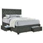 Coaster Home Furnishings Soledad Modern Classic Fabric Upholstered Eastern King Size Storage Panel Bed Frame Platform Bed 52-inch Headboard Grey 305877KE