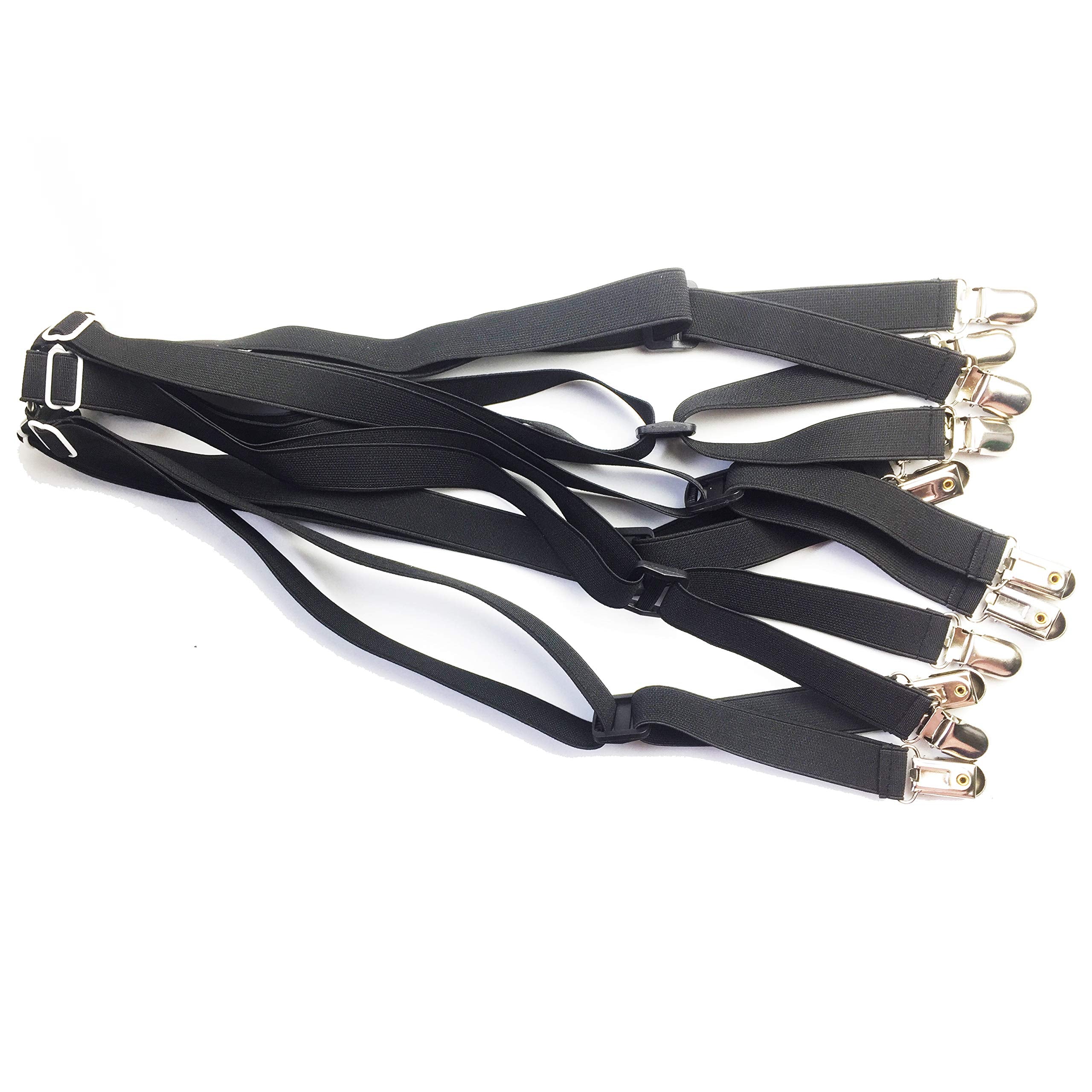 Eopocdor Bed Sheet Straps Adjustable,Metal Fasteners,6 Sides For Full,Queen,King Twin,Any Size Bed (Black)