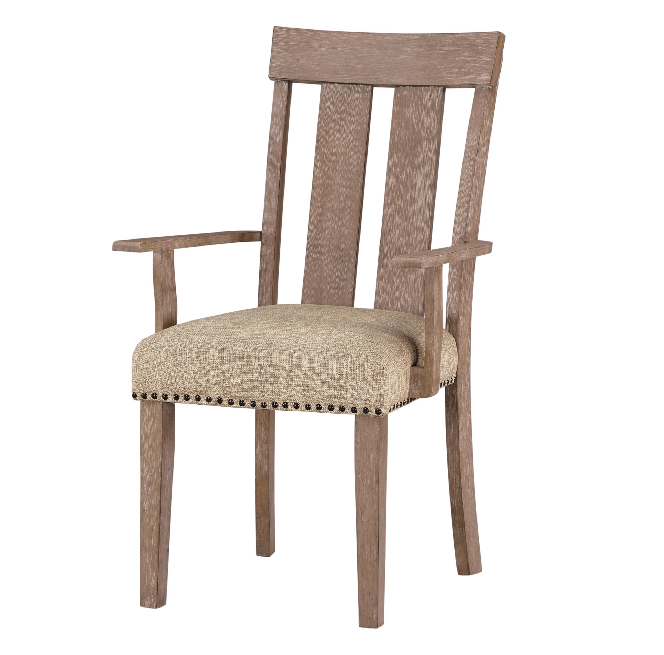 Acme Furniture Nathaniel Arm Chair (Set-2), 19 x 22 x 39, Fabric & Maple