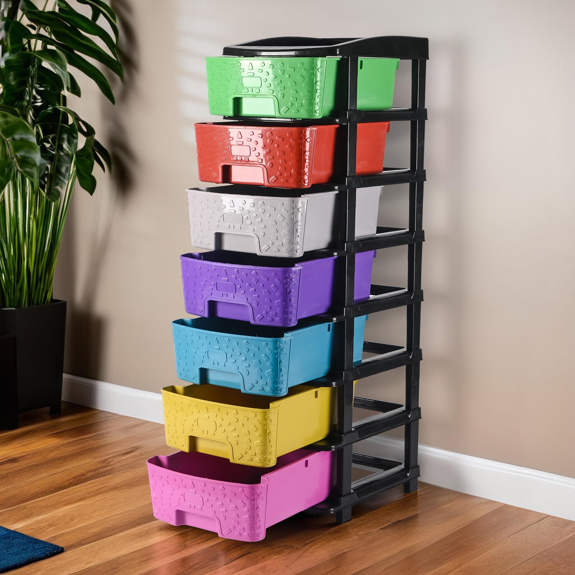 Kuber Industries 7Tier Multipurpose Drawer Cabinet For Clothes Toys & Stationary Items | SpaceSaving Drawer Storage Organizer 