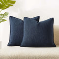 Juspurbet Navy Blue Boucle Throw Pillow Covers 16X16 Inch Set Of 2 For Couch Bedroom Sofa Living Room Decorative Soft Thick Curl