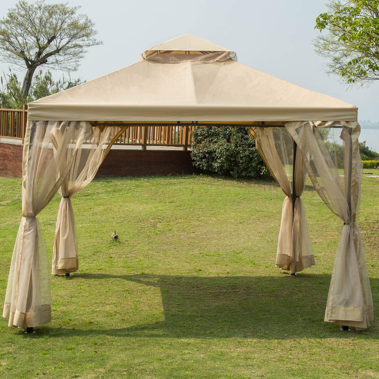Sunnyglade 10' X10' Gazebo Canopy Soft Top Outdoor Patio Gazebo Tent Garden Canopy For Your Yard, Patio, Garden, Outdoor Or Part