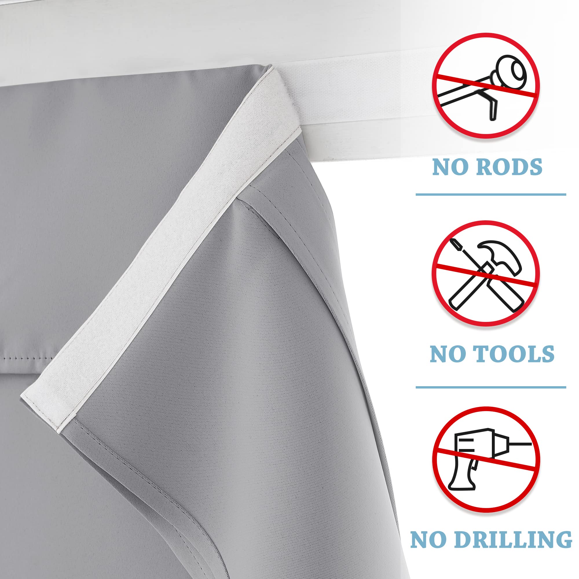 Ryb Home Blackout Door Curtains 2 Panels Set, Privacy Insulating Glass Window Door Blind Shdes For French Door Nana Door Sidelight Door Office, W 26 X L 72, Silver Grey