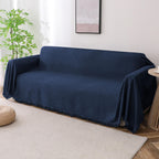 Turquoize Cotton XX-Large Blanket, Navy, 91'x134', Jacquard Weave, Geometrical Pattern, Tassel Embellishment, Durable, Heavyweig