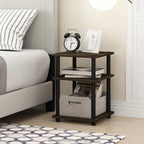 Furinno Turn-N-Tube Easy Assembly Multipurpose End Table / Side Table / Sofa Table / Nightstand, Round Tubes, Columbia Walnut