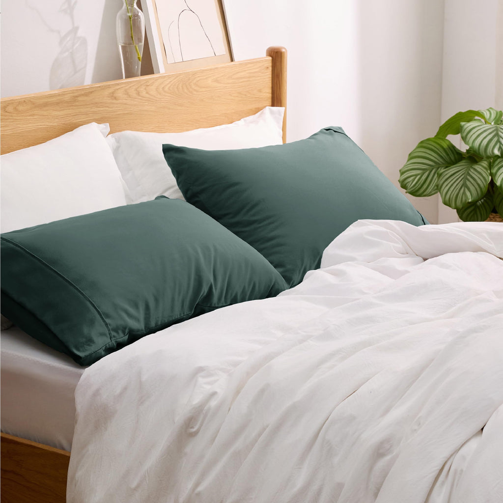 Bedsure Pillow Cases Standard Size Set Of 2 - Forest Green Brushed Microfiber Pillowcases, Super Soft And Cozy Pillowcase, Pillow Case Covers With Envelop Closure, 20X26 Inches