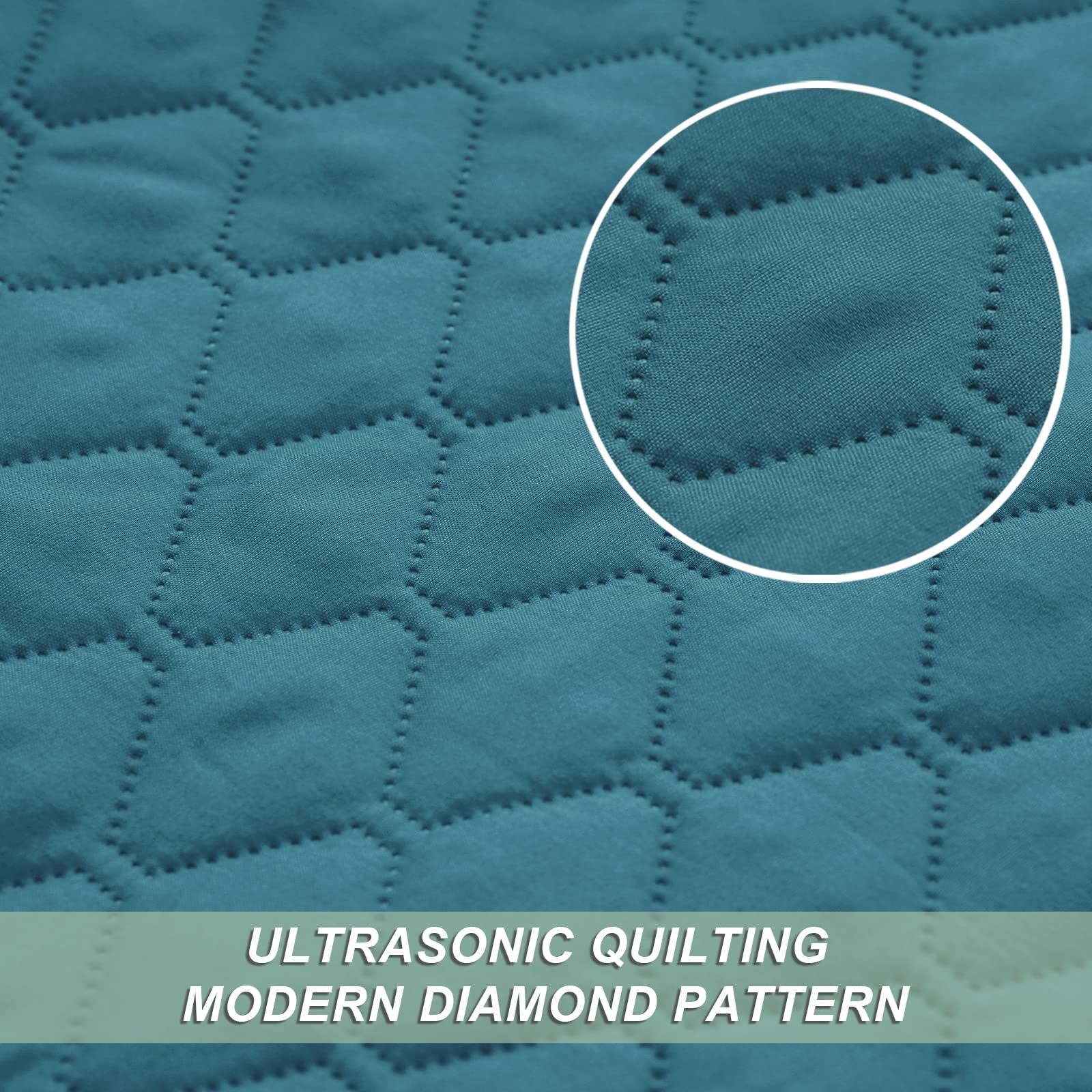 Exclusivo Mezcla Ultrasonic Reversible Full Queen Quilt Bedding Set With Pillow Shams, Lightweight Quilts Queen Size, Soft Bedsp
