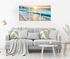 Tutubeer 3 Panel Canvas Wall Art For Home Decor Blue Sea Sunset White Beach Painting The Picture Print On Canvas Seascape The Pi