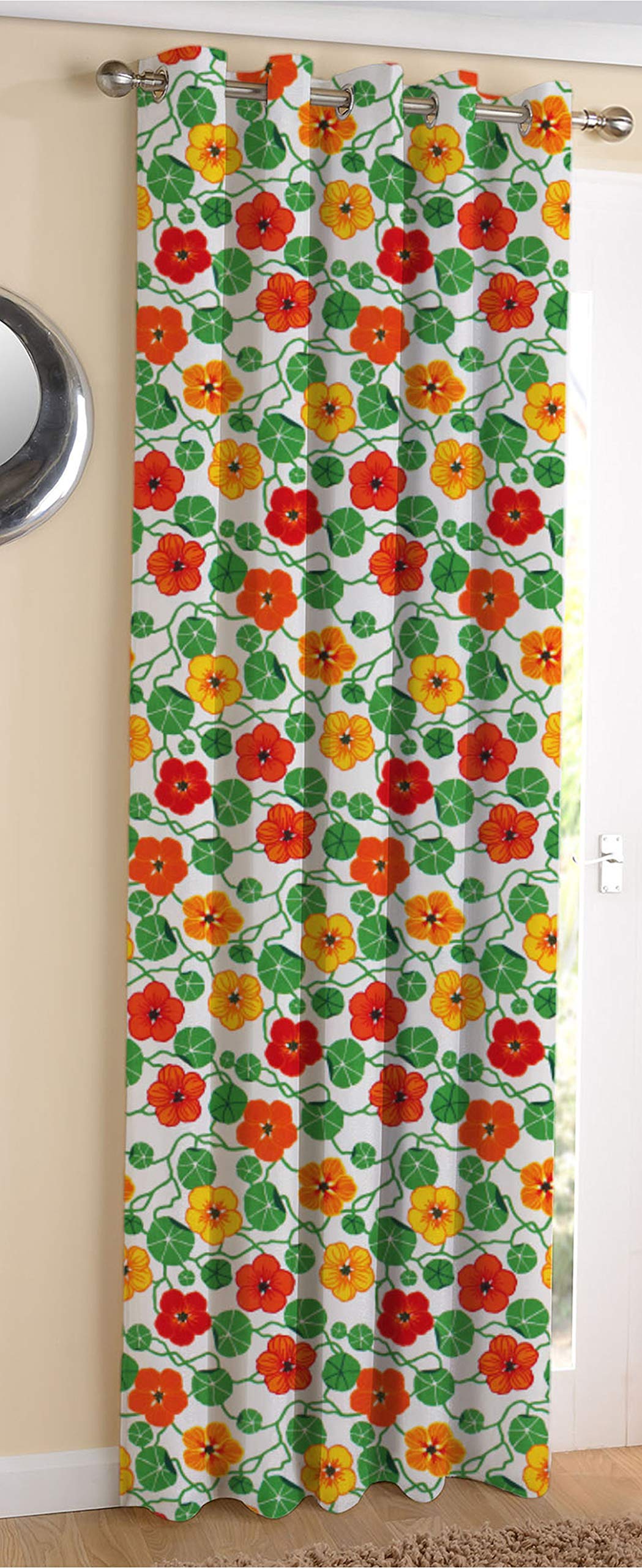AIRWILL  Cotton Blackout and Room Darkening 9ft Long Door Curtains Pack of 1 pc. (Floral  Green,Red,Yellow)