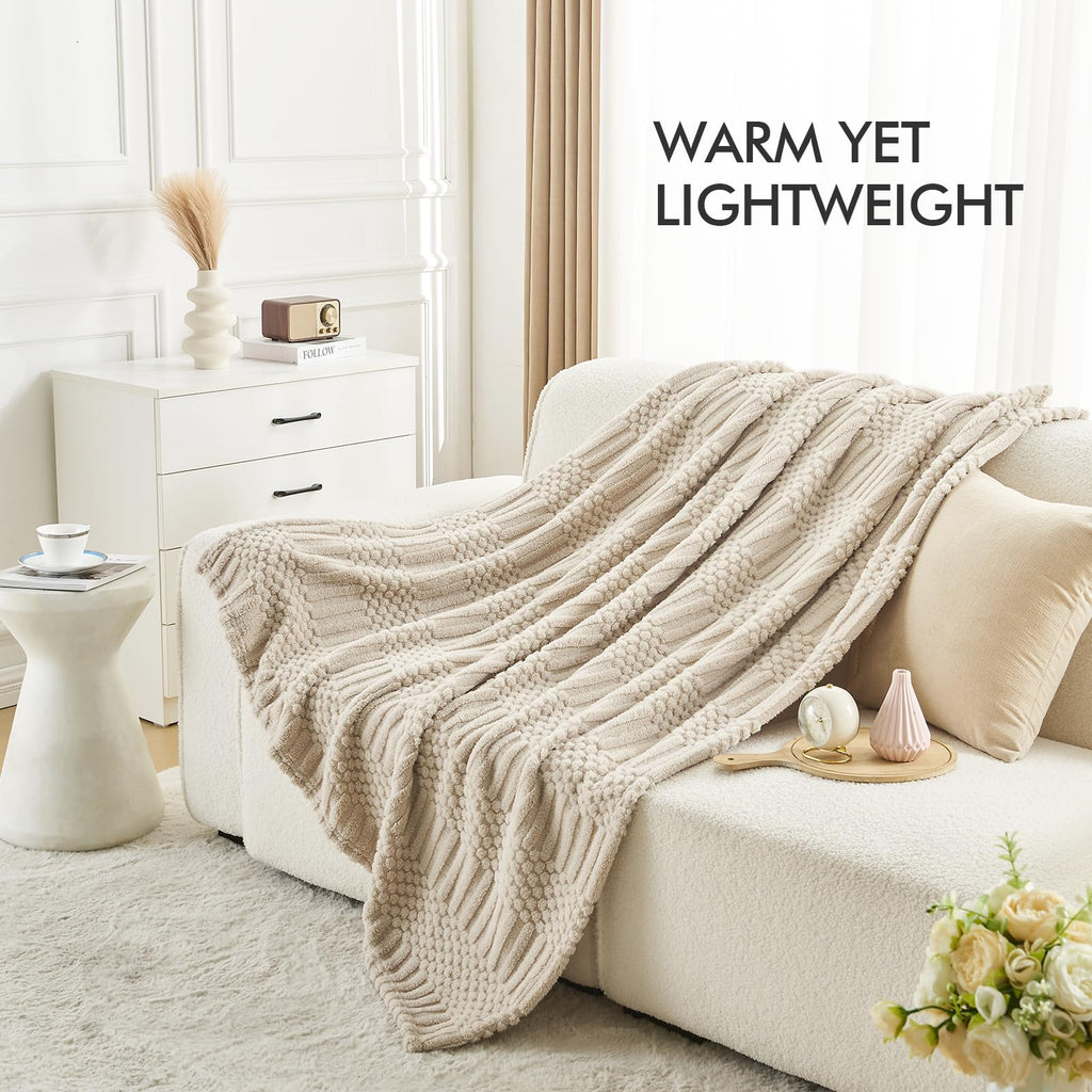 Lifein Fall Throw Blanket For Couch-Soft Boho Bed Throw Blanket,Beige Fleece Cozy Blanket For Autumn,Cute Tan Fluffy Lightweight