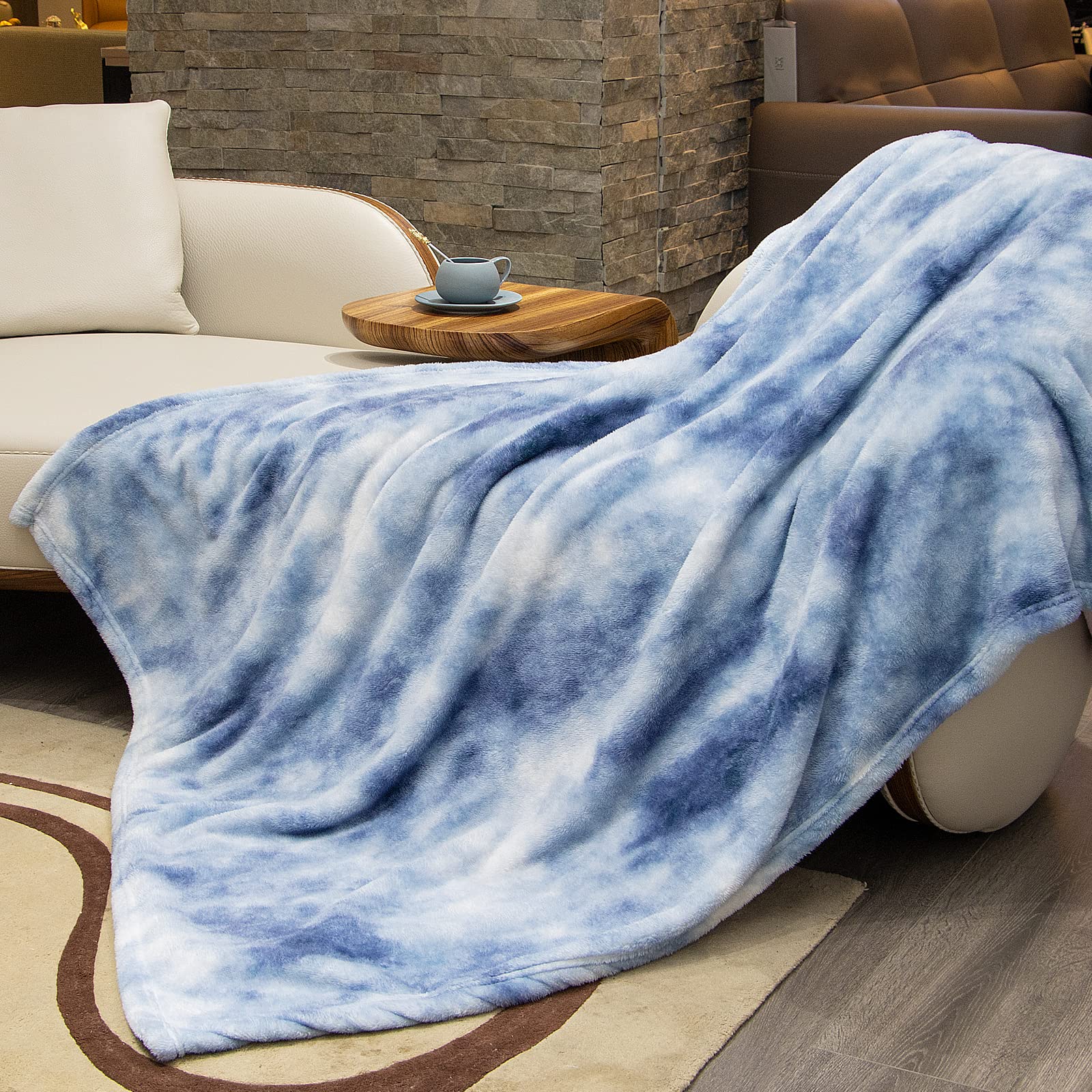 Fleece Throw Blanket Cozy Soft Lightweight Throw Blankets Warm Plush Haze Blue Fall Blankets And Throws Couch Sofa Bed Camping T