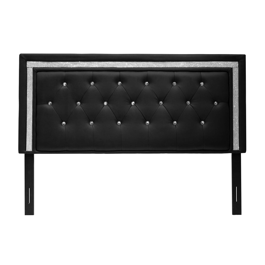 Best Master Furniture Hope Tufted Vinyl Upholstered Headboard, Queen/Full, Black