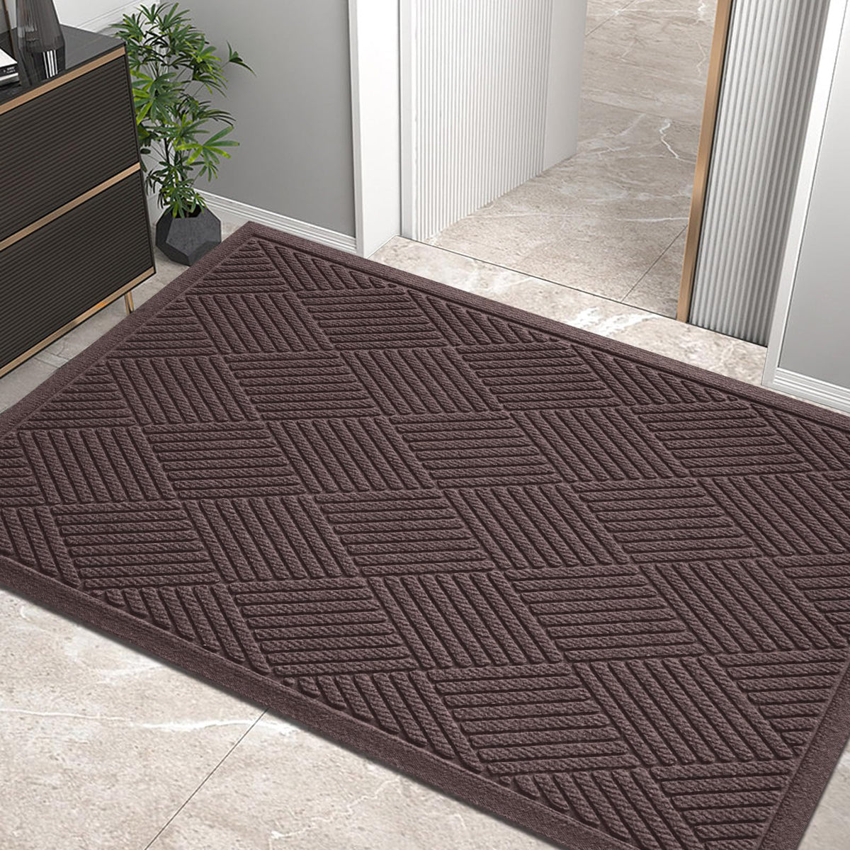 Hiyard Sturdy Front Door Mat, Absorbent Muddy Dirt Resist Welcome Door Mats Outdoor Indoor, Stain And Fade Resistant, Non-Slip R